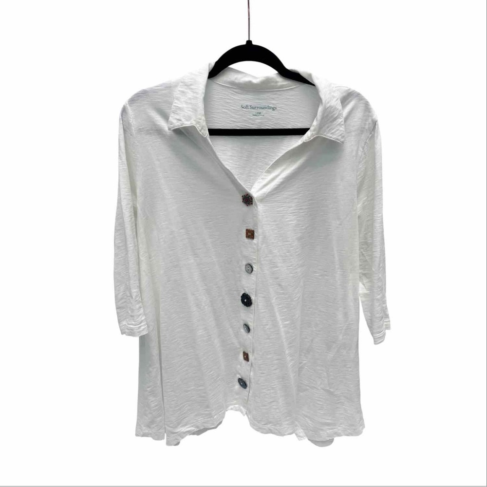 Soft Surroundings White Button-Up Women's Top